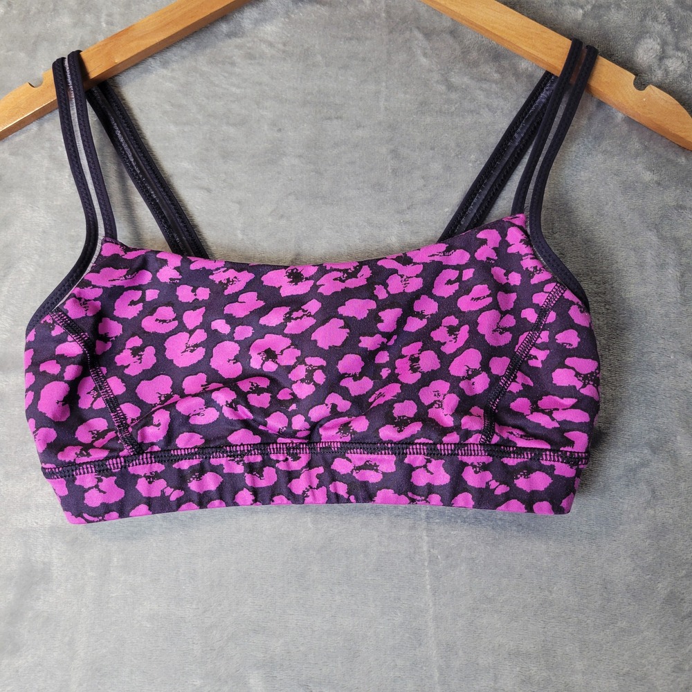 Lululemon Straight Up Bra in Mini Cherry Cheetah in Ultra Violet Navy Blue Yoga‎